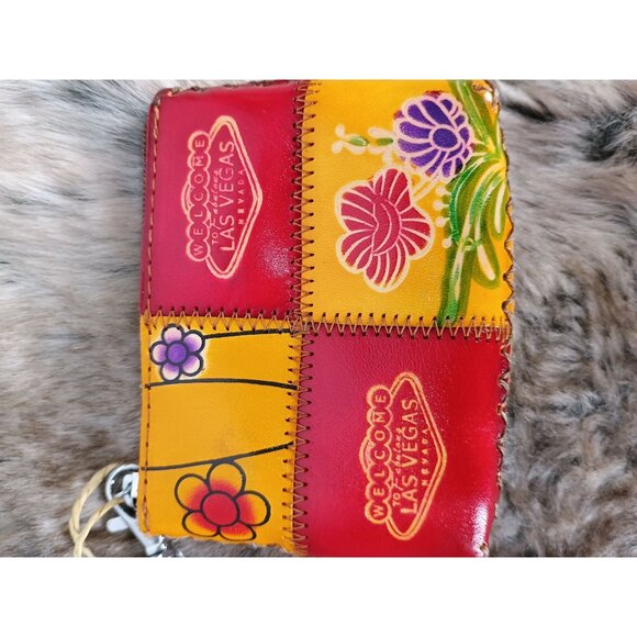 Welcome To Las Vegas Patchwork Hand Stitched Leather Coin Purse - Picture 4 of 4